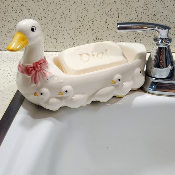 Soap Dish Goose & Goslings Jewelry Trinket Bathroom Home Duck Ceramic CUTE Decor - Picture 4 of 15
